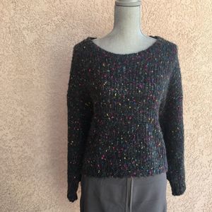 LEITH Sweater fuzzy grey multicolor dots